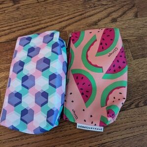 Clinique makeup bag lot watermelon & pink geometric never used Donaldx